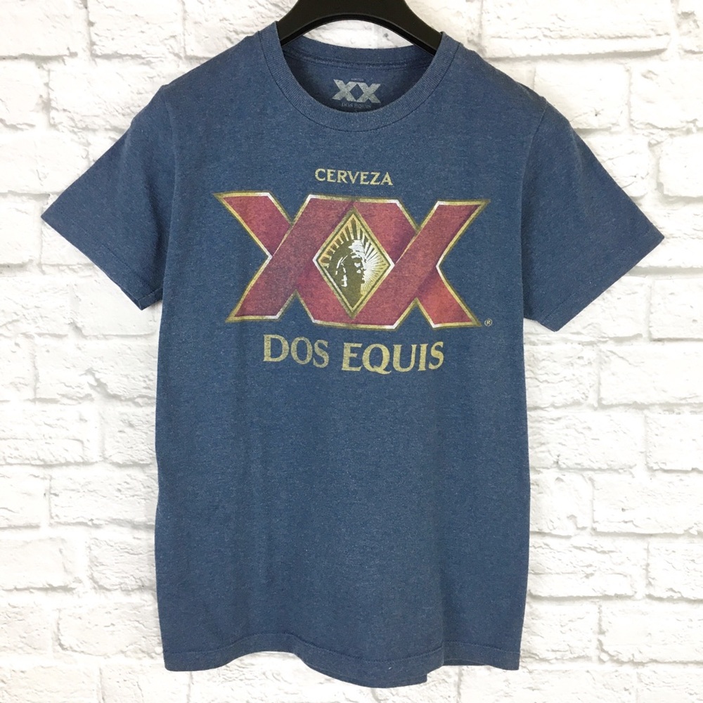 Dos Equis Cerveza Beer Blue Graphic T-Shirt Sz S